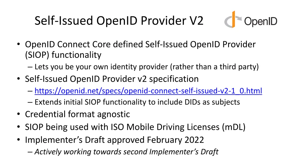 self issued openid provider v2