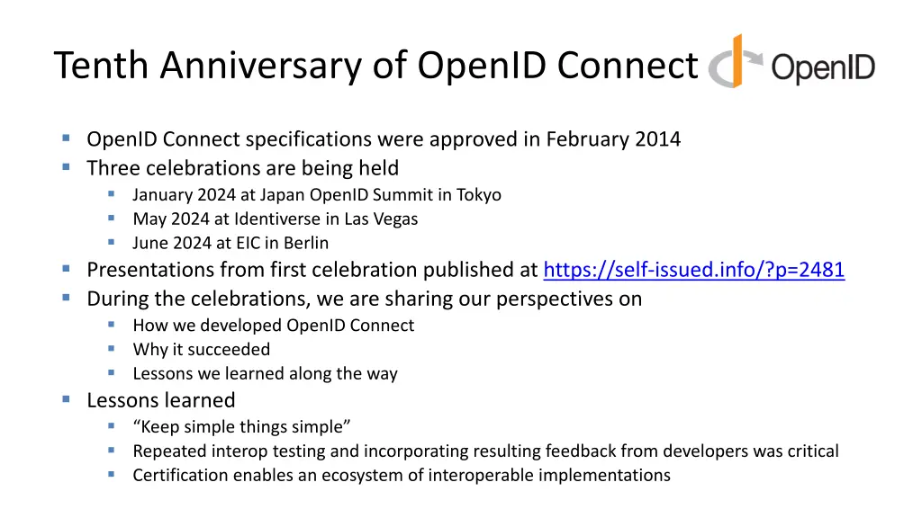 tenth anniversary of openid connect