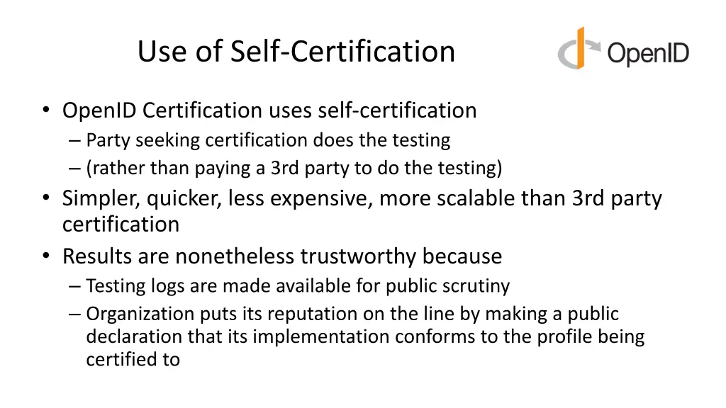 use of self certification