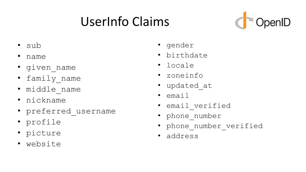 userinfo claims
