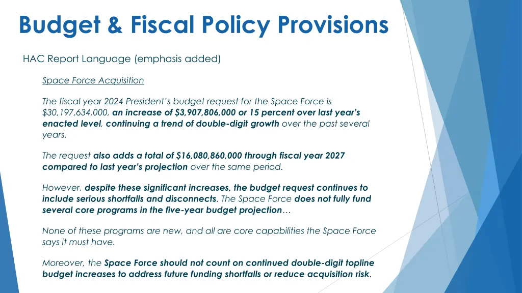 budget fiscal policy provisions