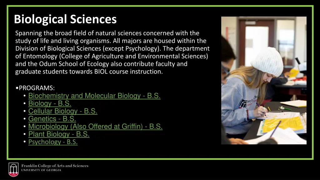 biological sciences spanning the broad field