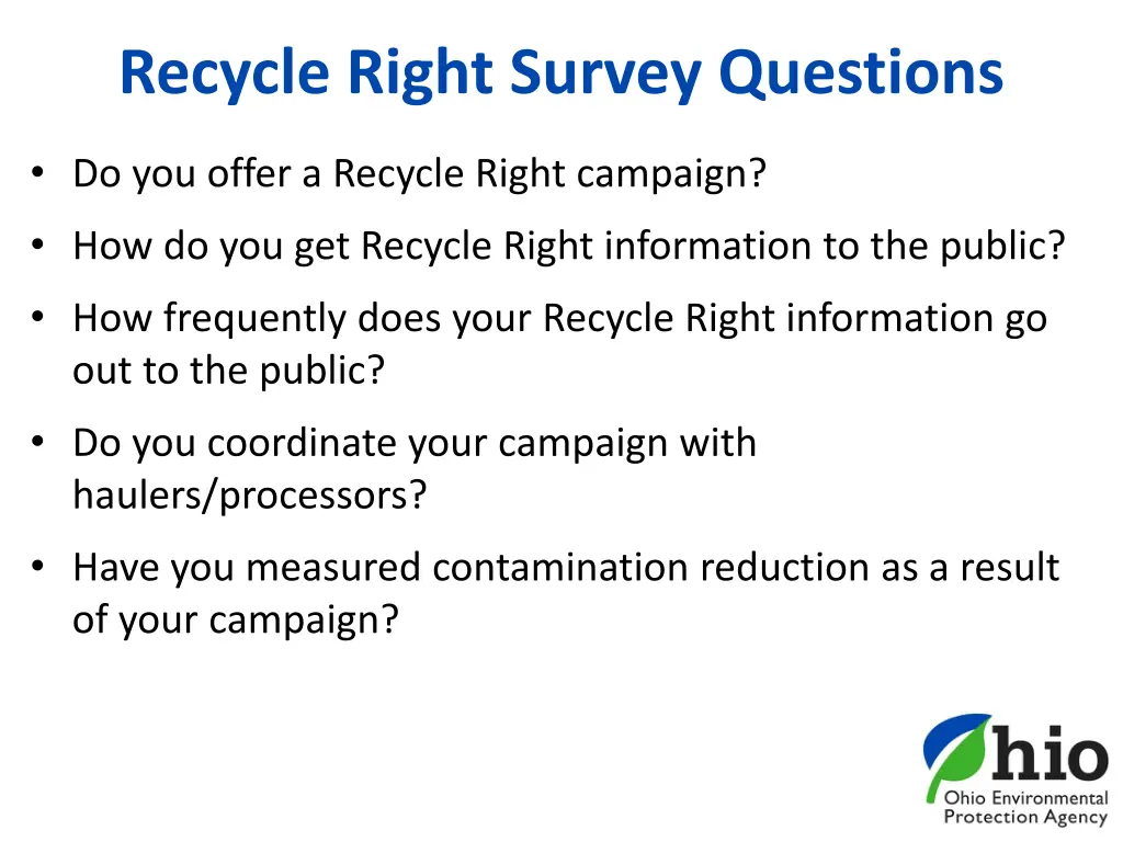 recycle right survey questions