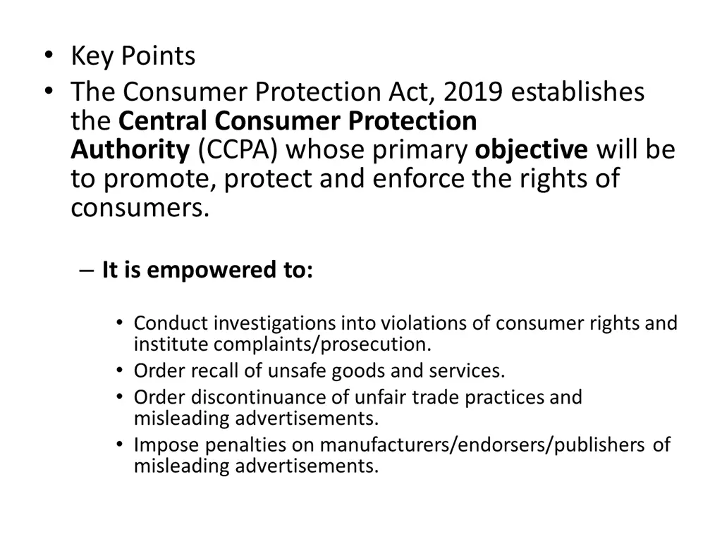 key points the consumer protection act 2019