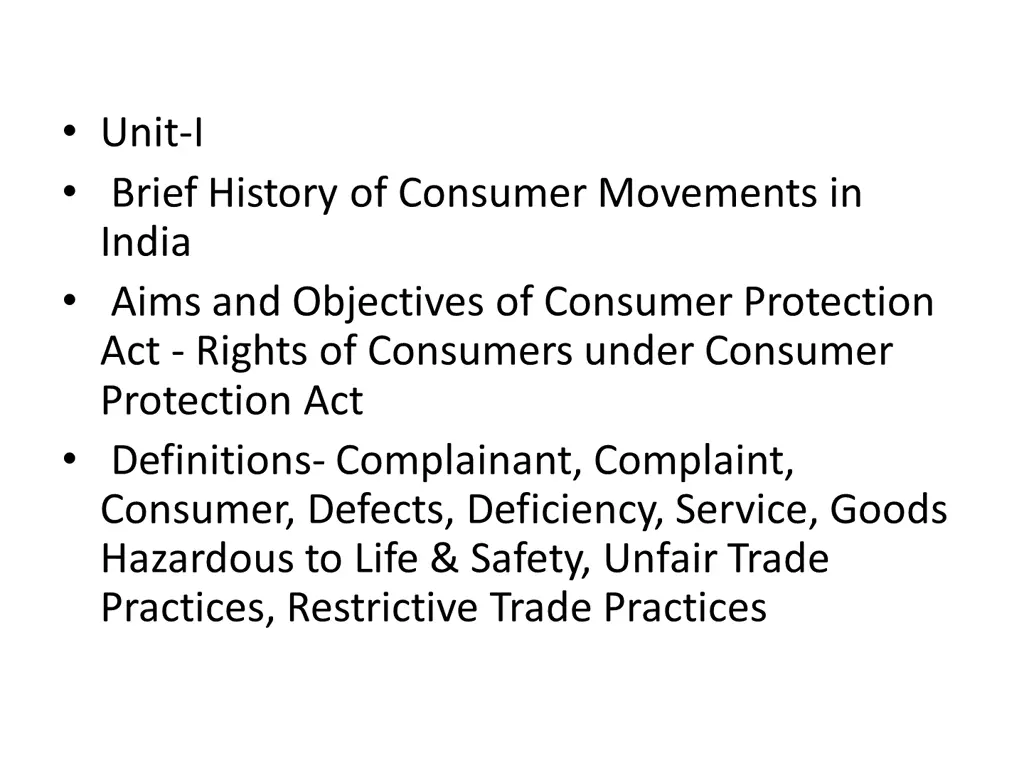 unit i brief history of consumer movements