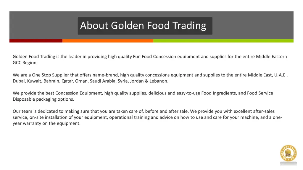 about golden food trading