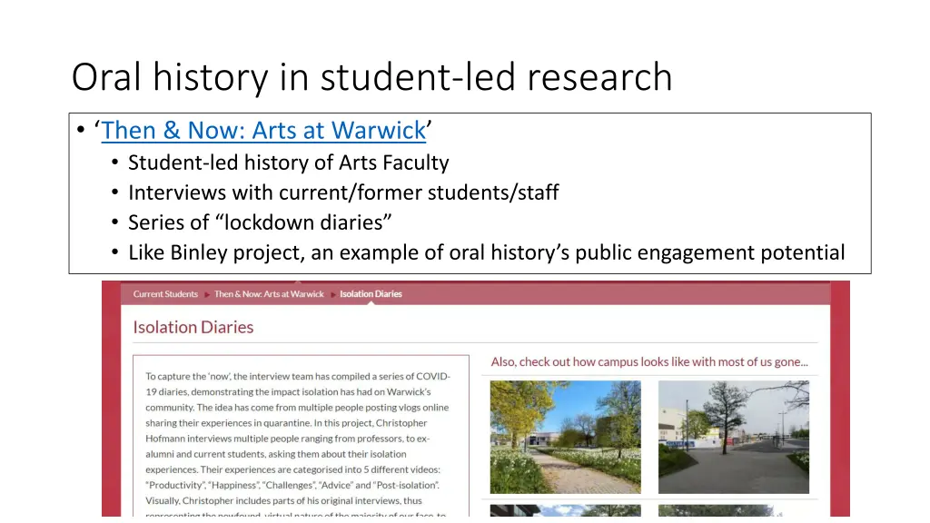 oral history in student led research then