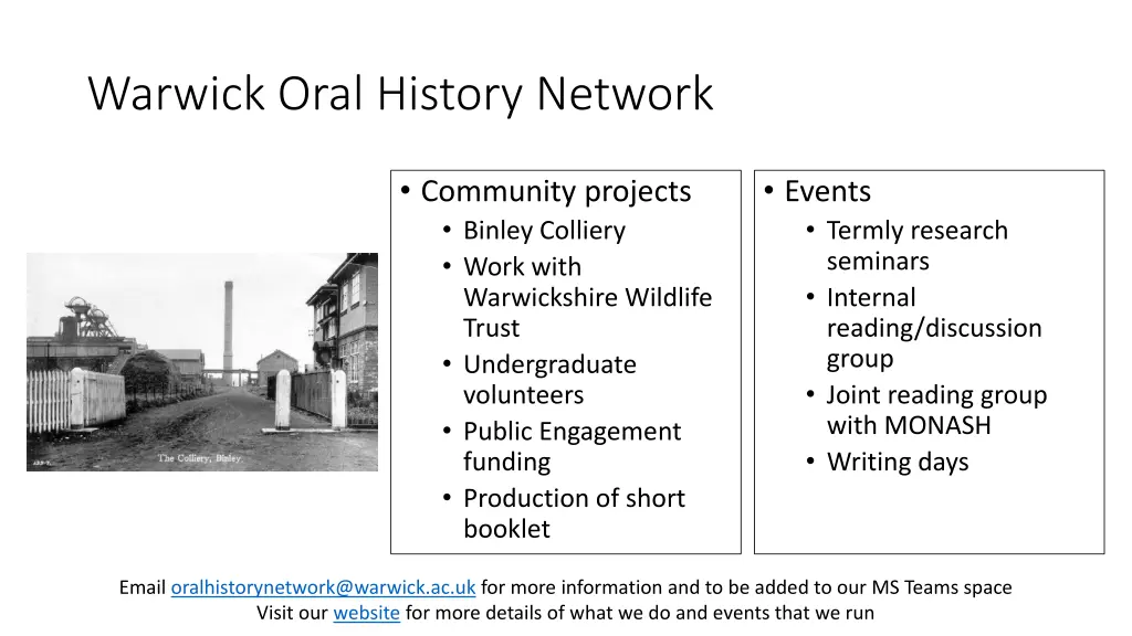 warwick oral history network