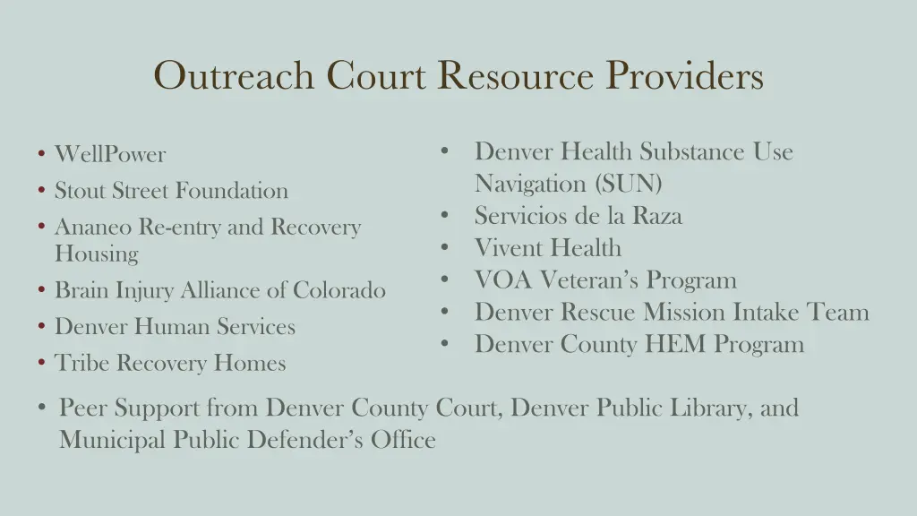 outreach court resource providers