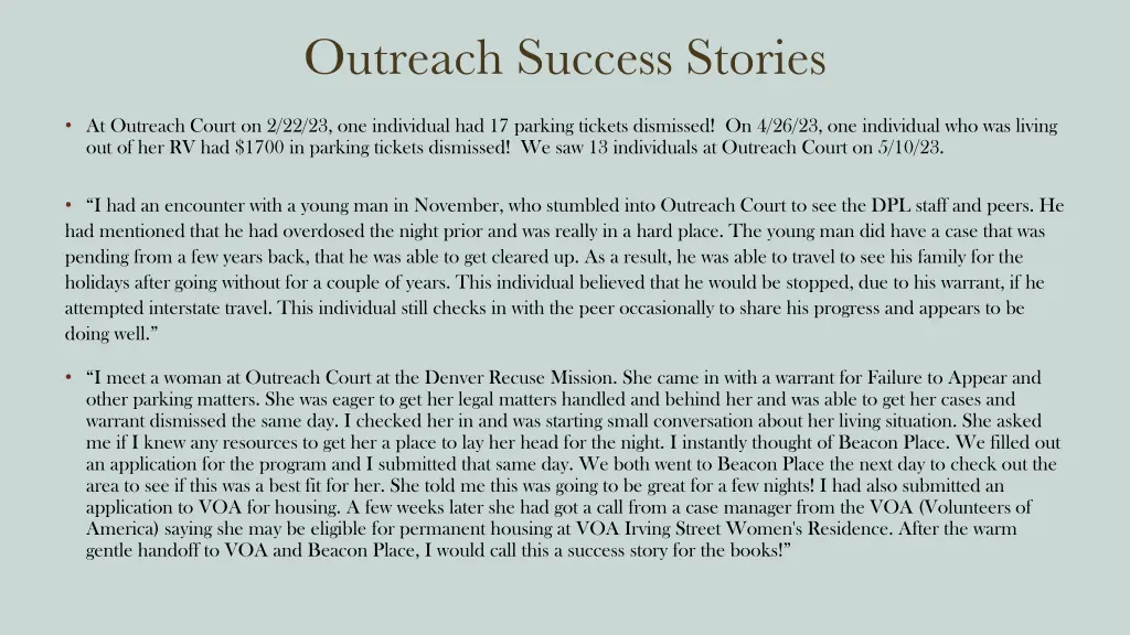 outreach success stories