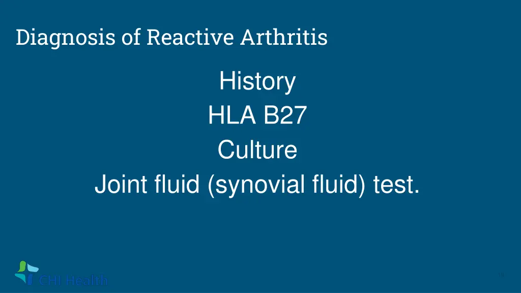 diagnosis of reactive arthritis