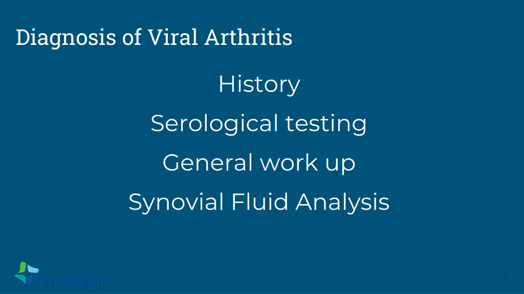 diagnosis of viral arthritis