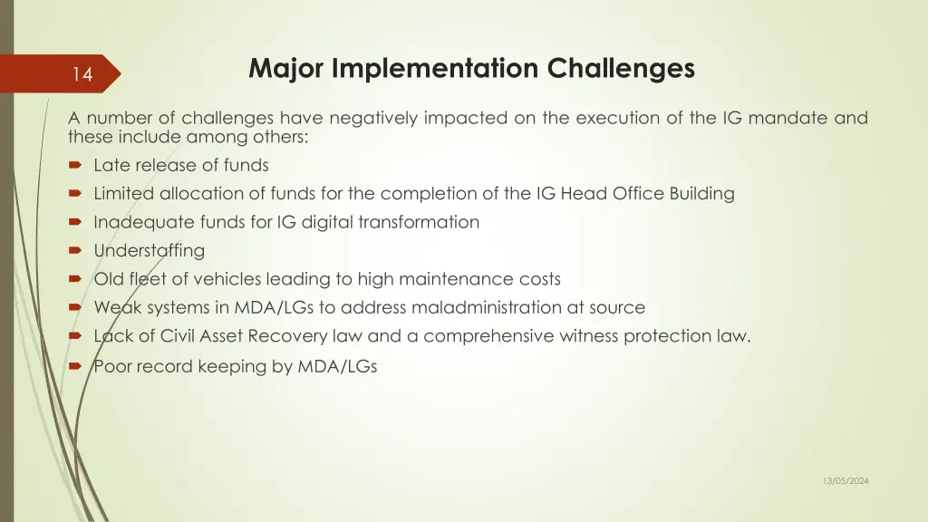 major implementation challenges