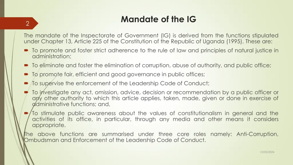 mandate of the ig