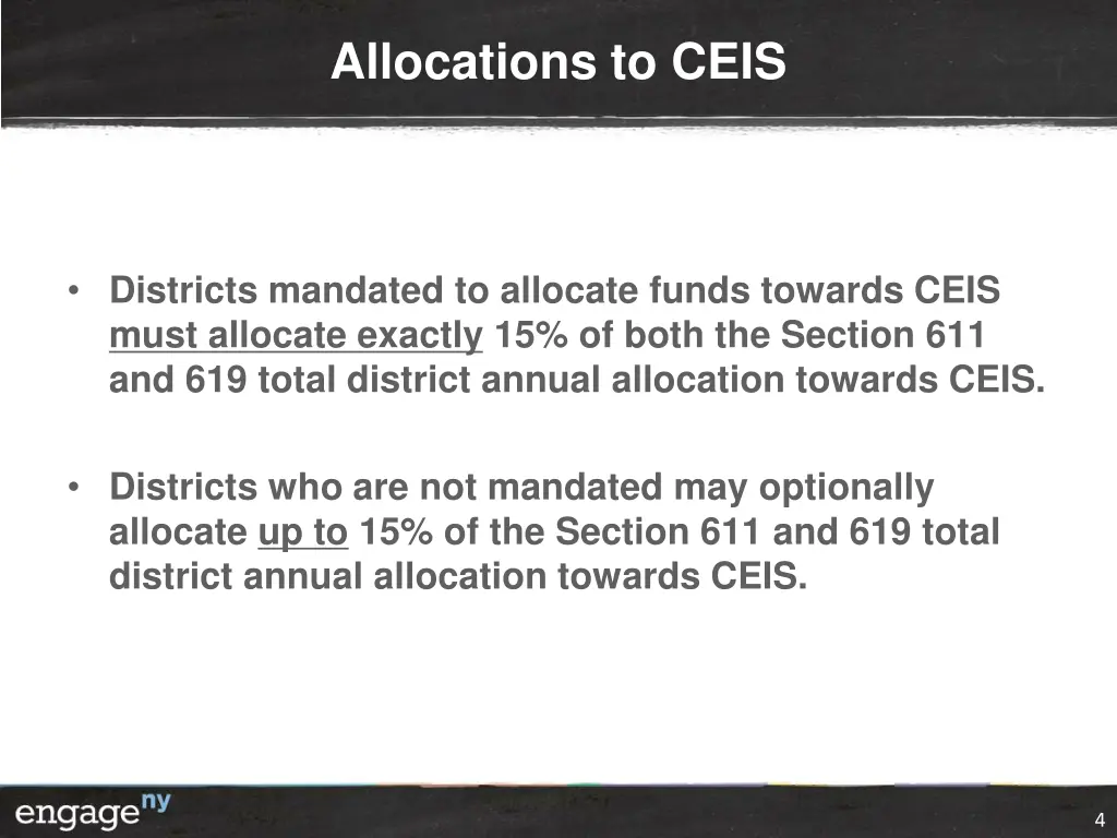allocations to ceis