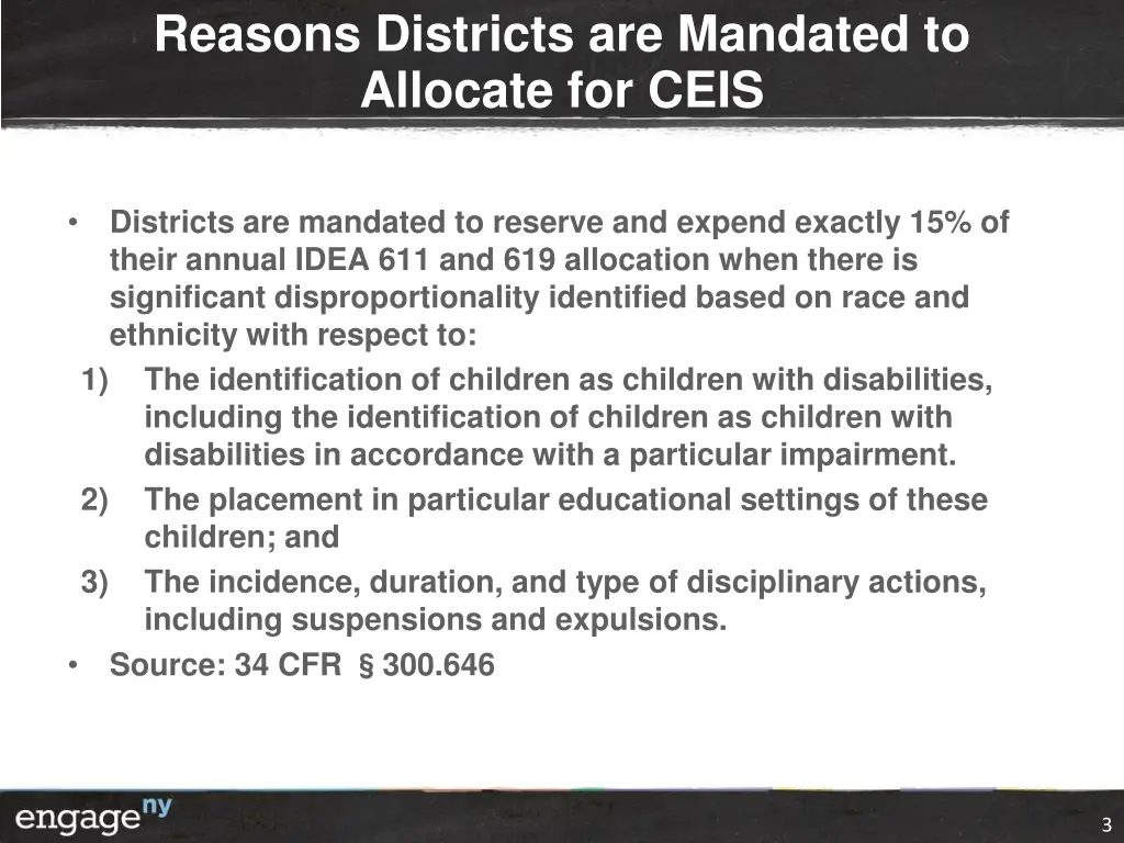 reasons districts are mandated to allocate