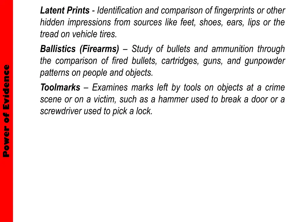 latent prints identification and comparison