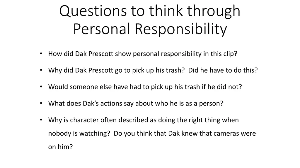 questions to think through personal responsibility