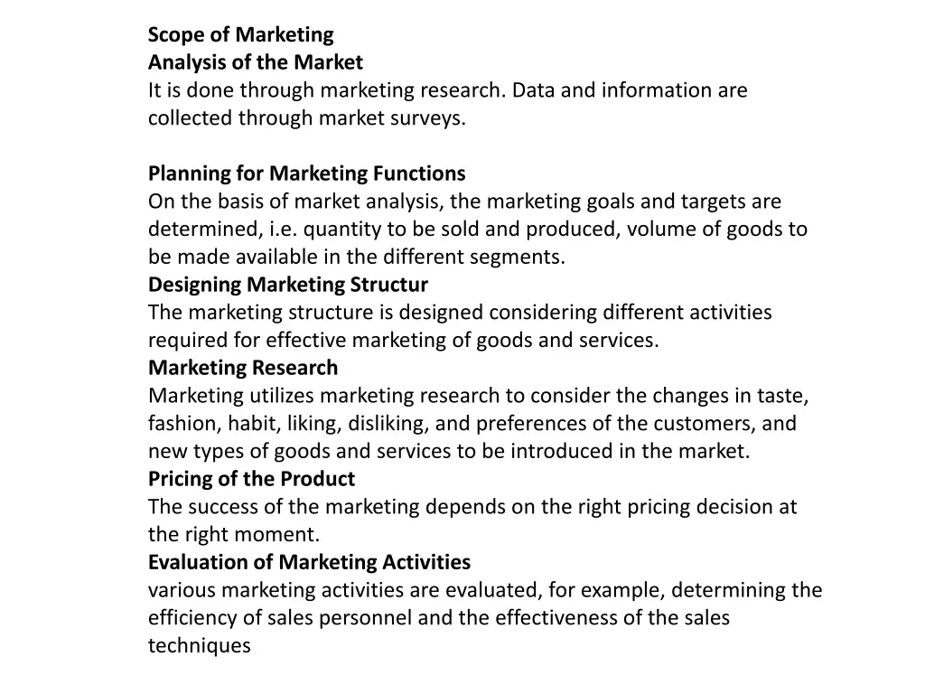 scope of marketing analysis of the market