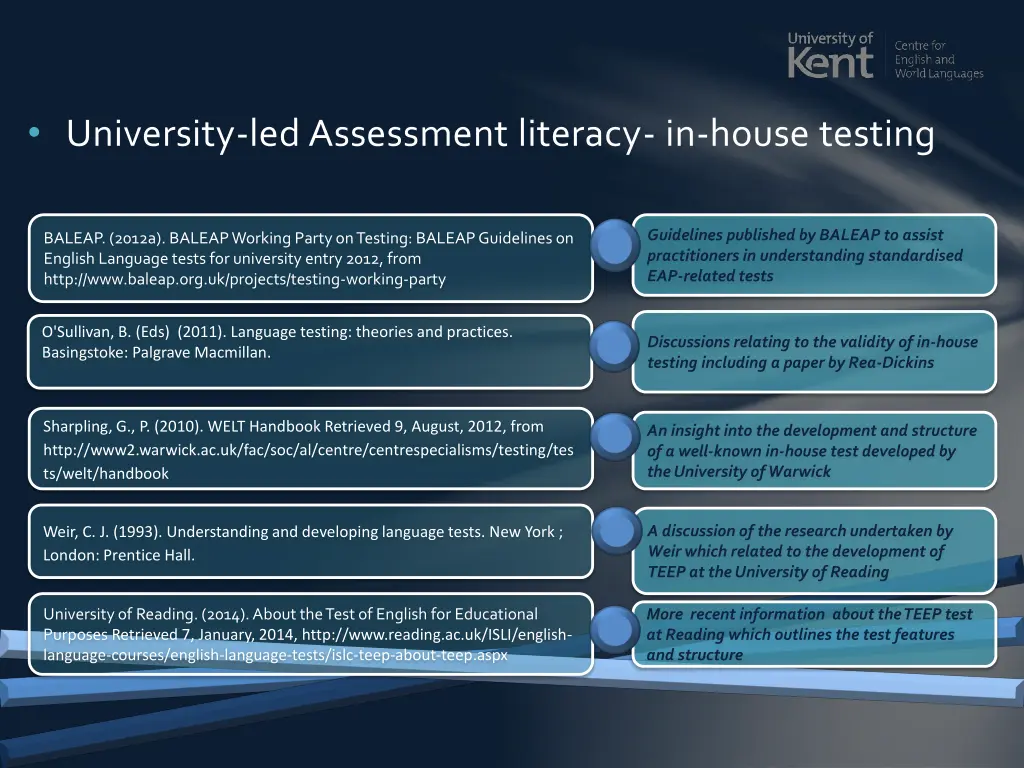 university led assessment literacy in house
