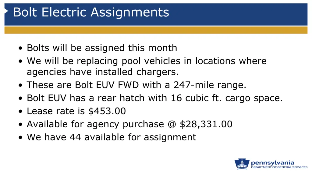 bolt electric assignments