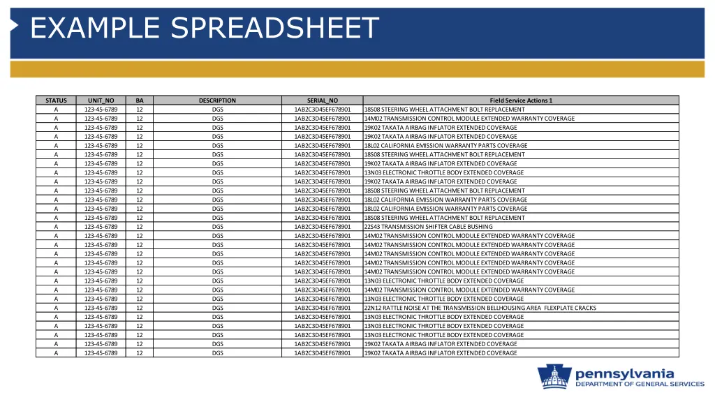 example spreadsheet