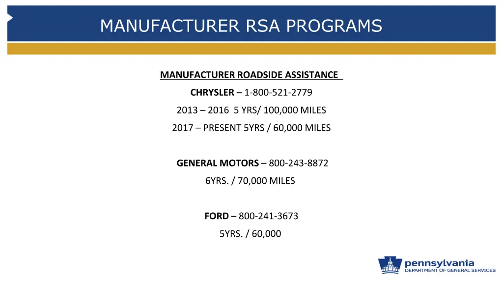 manufacturer rsa programs