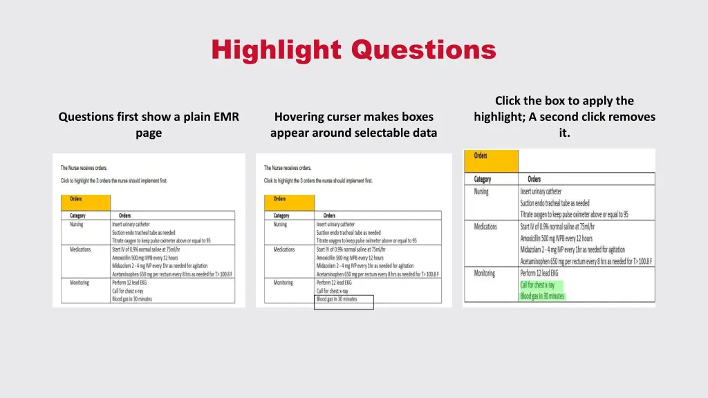 highlight questions