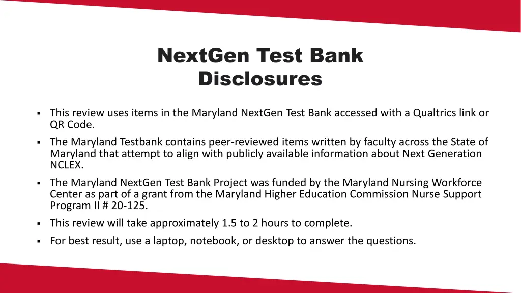 nextgen test bank disclosures