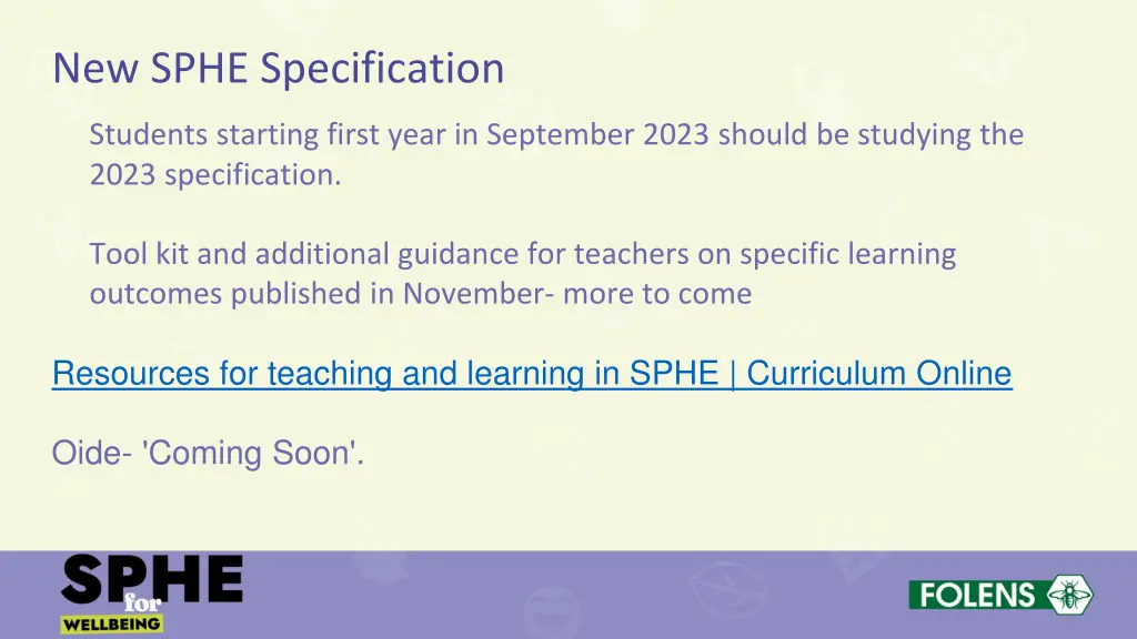 new sphe specification