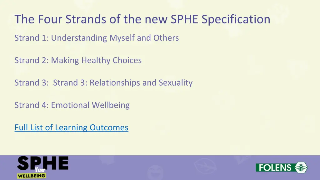 the four strands of the new sphe specification