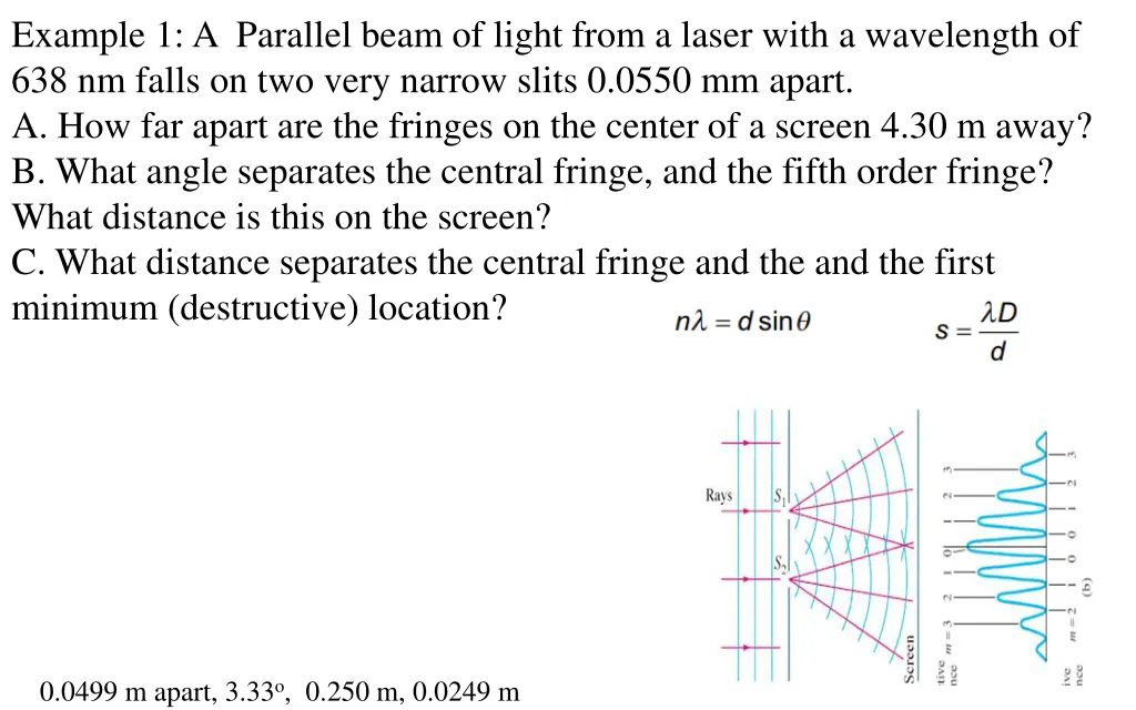 example 1 a parallel beam of light from a laser