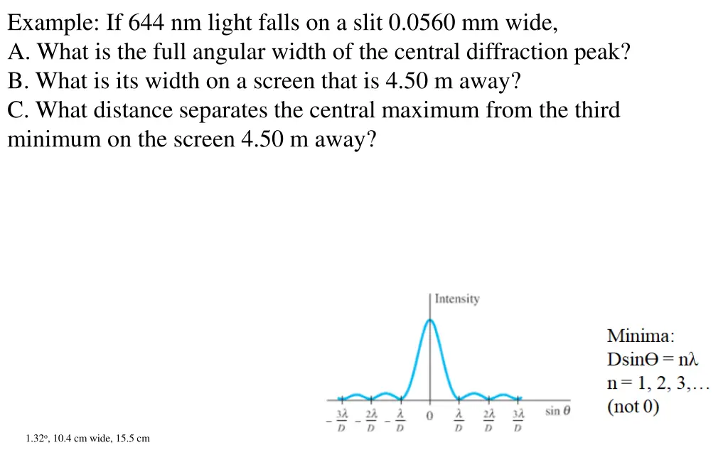 example if 644 nm light falls on a slit 0 0560