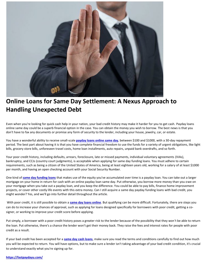 online loans for same day settlement a nexus