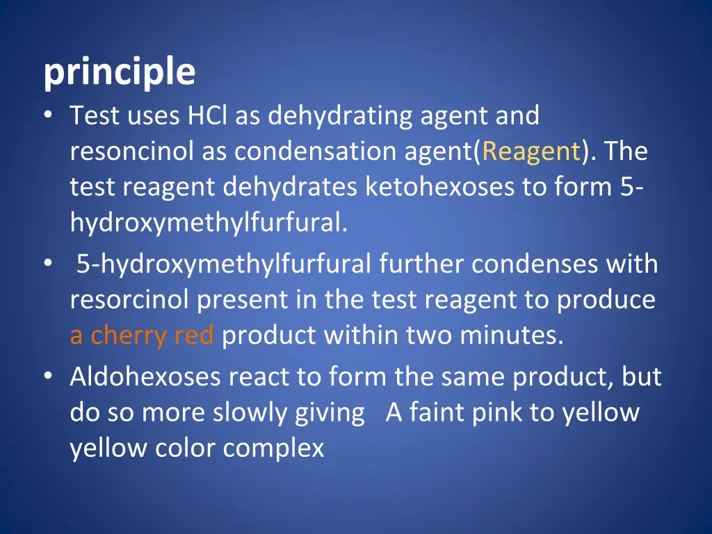 principle test uses hcl as dehydrating agent