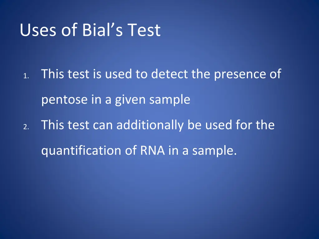 uses of bial s test