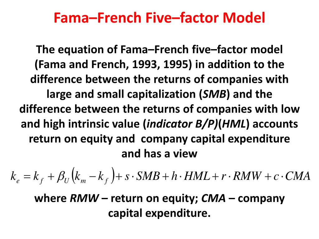 fama french five factor model