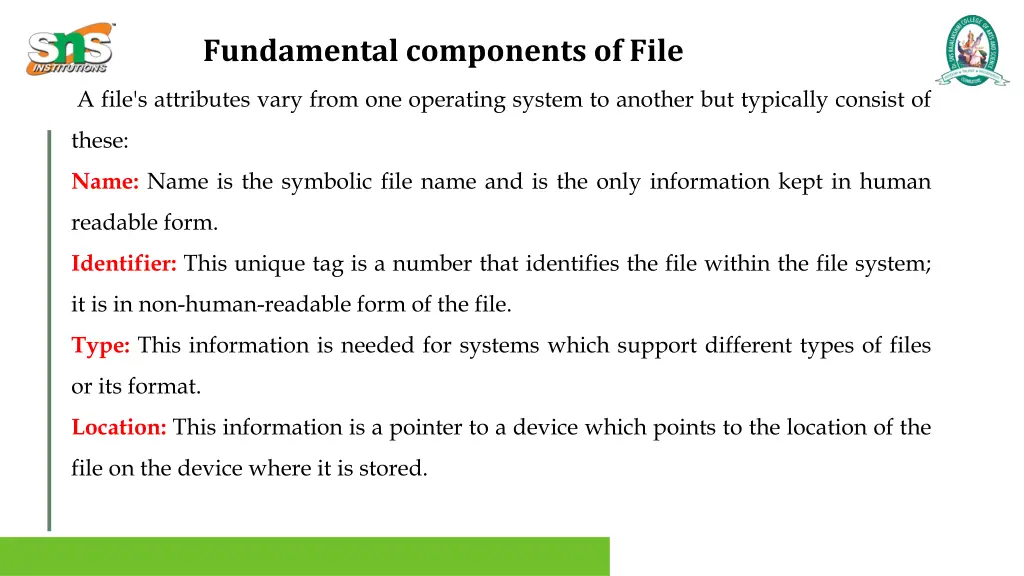 fundamental components of file