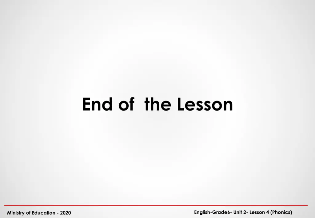 end of the lesson