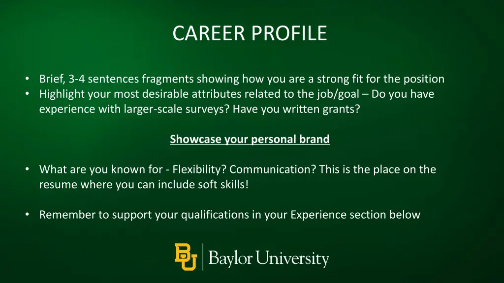 career profile