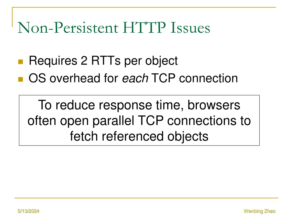 non persistent http issues