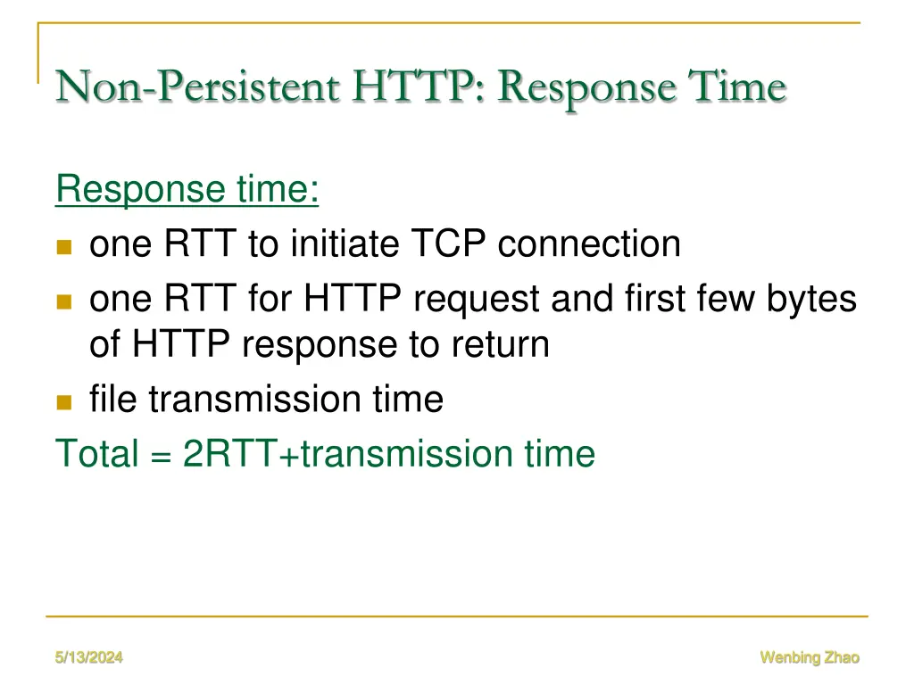 non persistent http response time 1