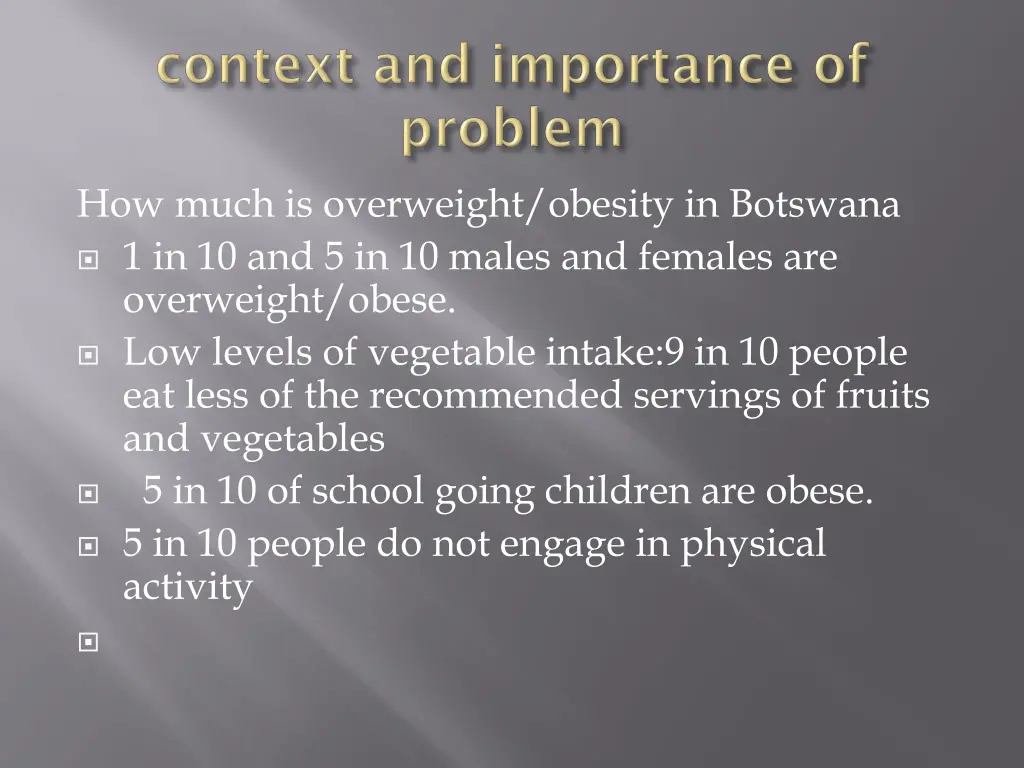 how much is overweight obesity in botswana
