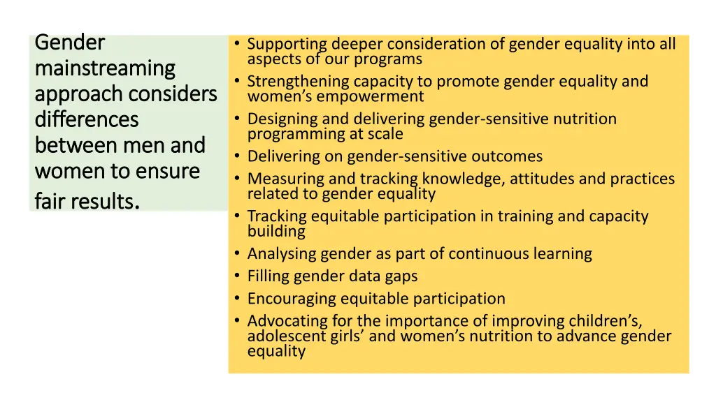 gender gender mainstreaming mainstreaming