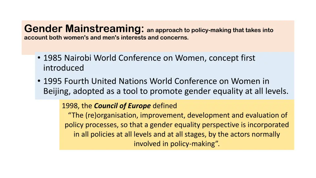 gender mainstreaming an approach to policy making