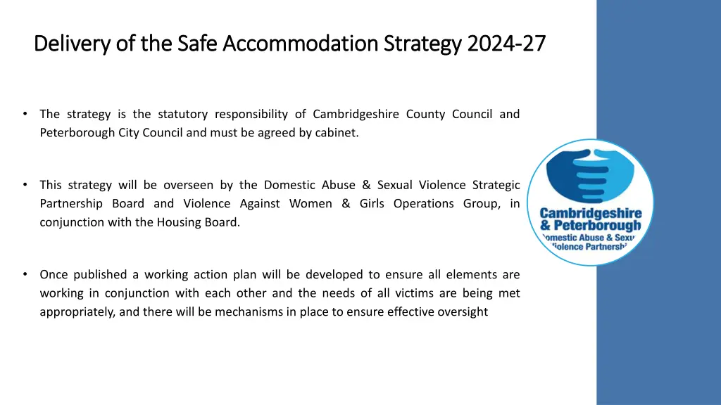 delivery of the safe accommodation strategy 2024