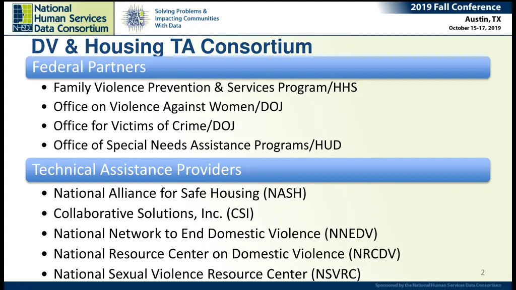 dv housing ta consortium federal partners family