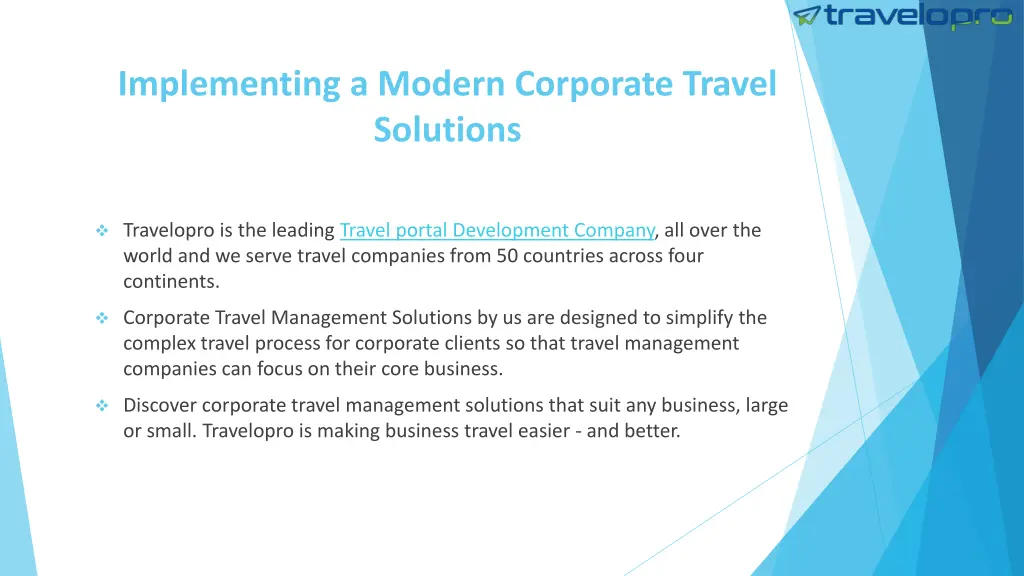 implementing a modern corporate travel solutions