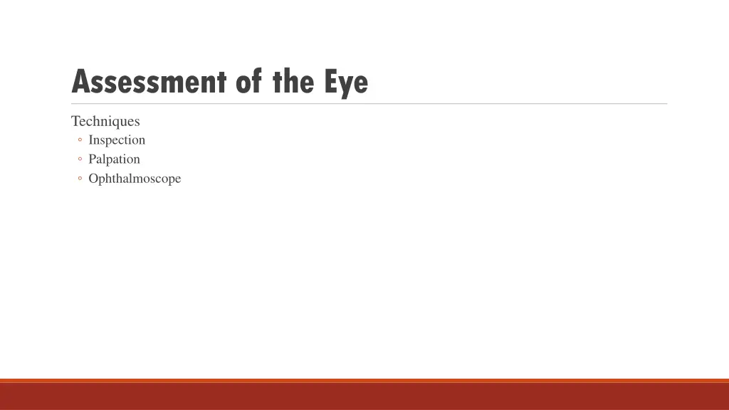 assessment of the eye