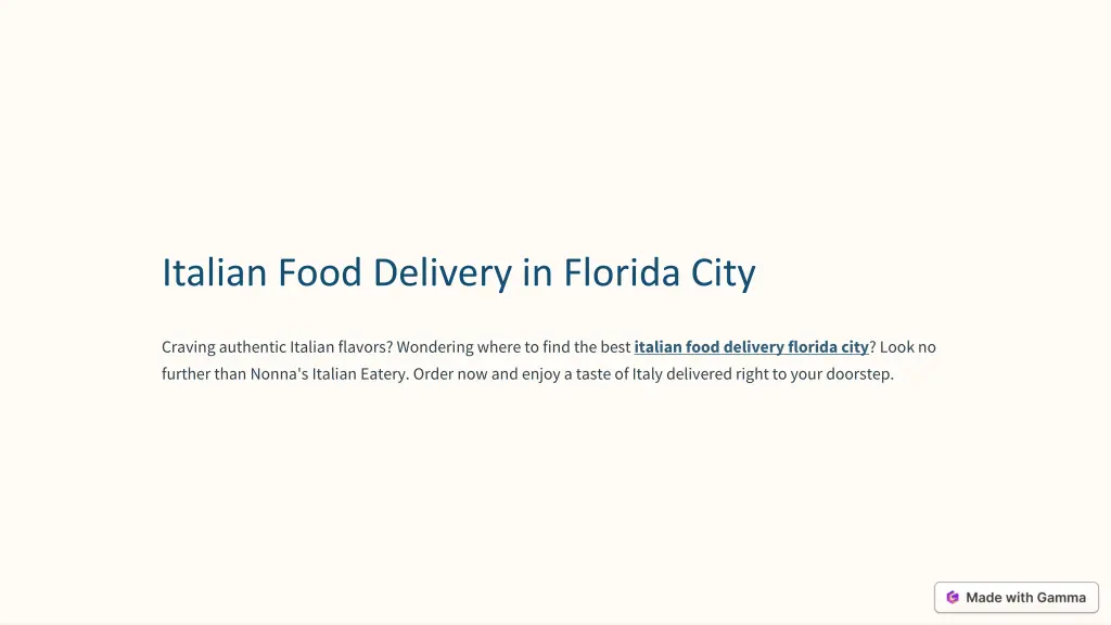 italian food delivery in florida city